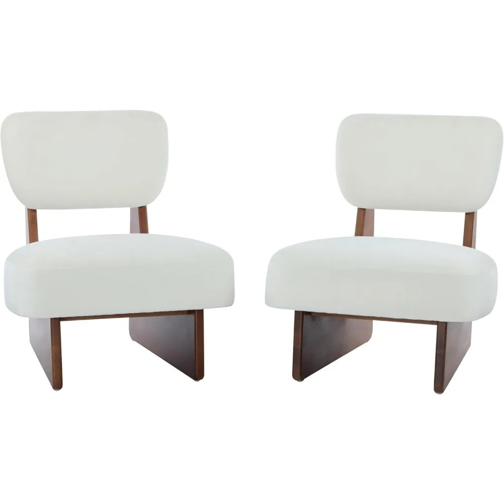Armless Lounge Chairs (Set of 2) with Comfy Fabric Design Perfect for Reading or Relaxing