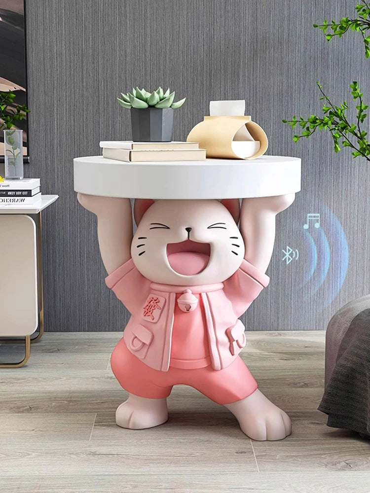 Unique Home Decor Side Table – Artistic Animal Sculpture Furniture for Living Room