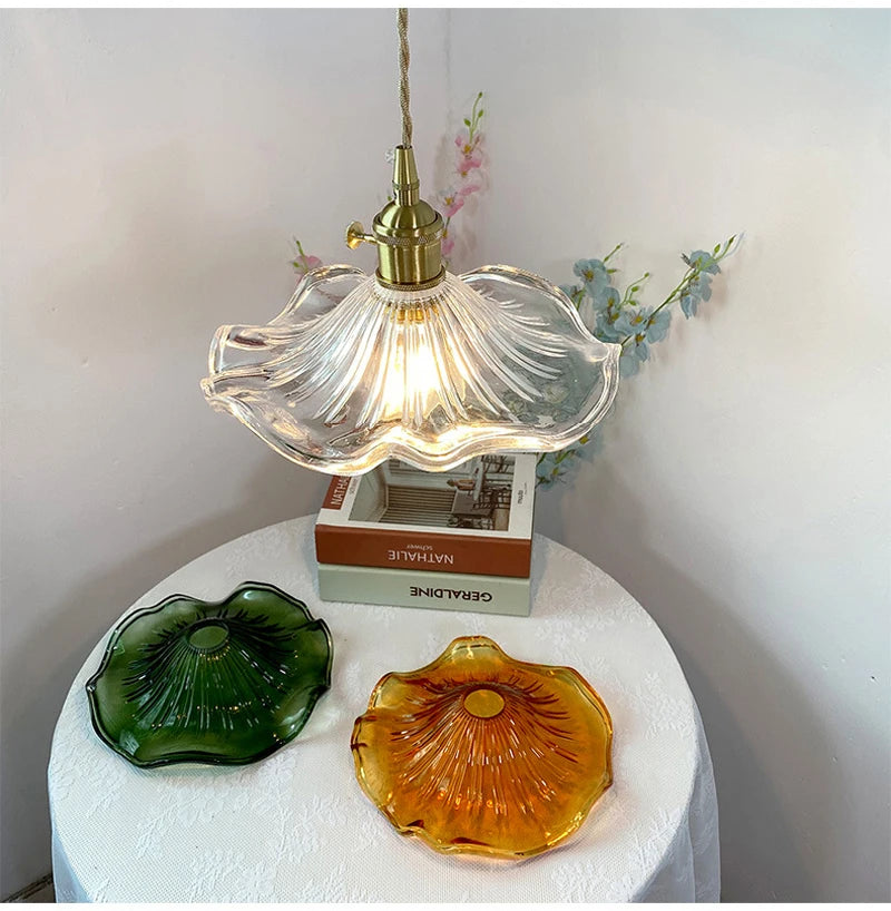 Brighten Up Your Space: Vibrant LED Pendant Light with Colorful Glass & Copper - Perfect for Bedrooms, Living Rooms, and Bars