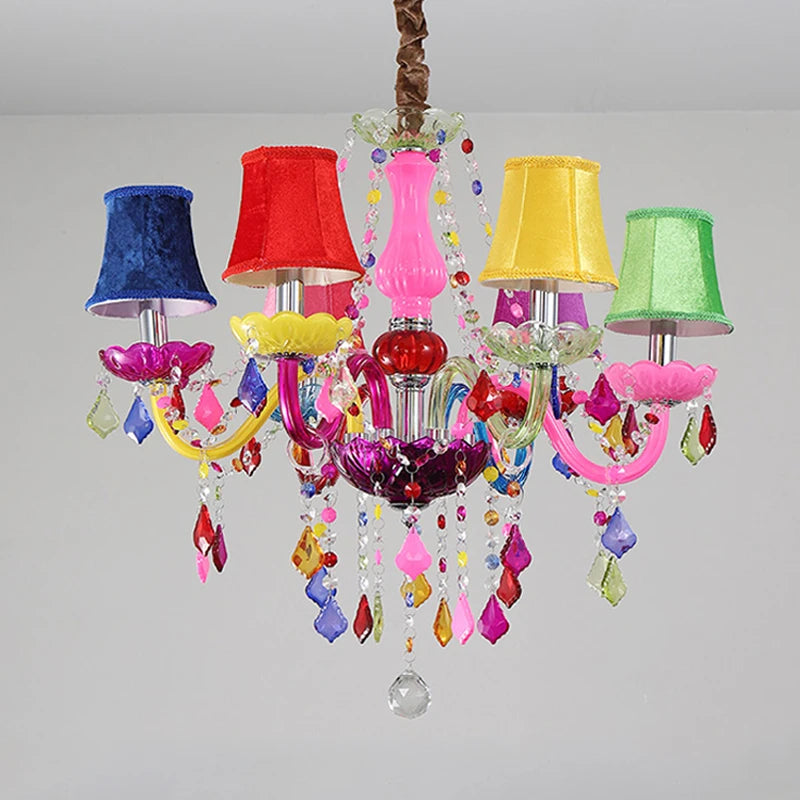 Colorful Crystal Chandelier for Girls’ Bedrooms