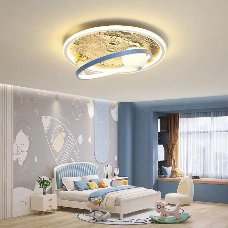 Modern Astronaut & Moon LED Chandelier for Kids & Baby Room