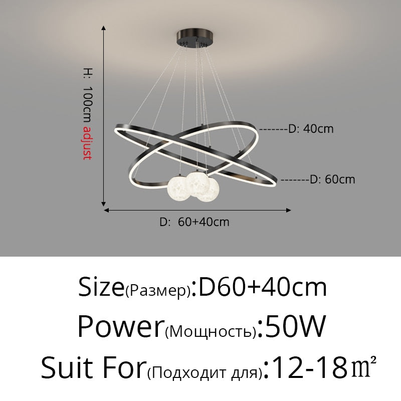 Modern Minimalist LED Ceiling Chandelier for Living Room, Bedroom, or Dining Room