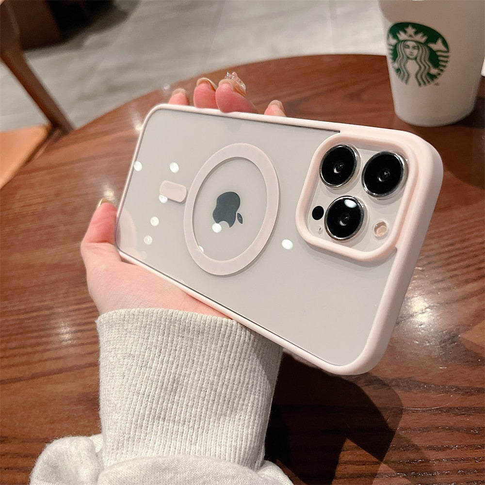 iPhone 16-15 Series Luxury Magsafe Magnetic Wireless Charging Case Shockproof Transparent Cover