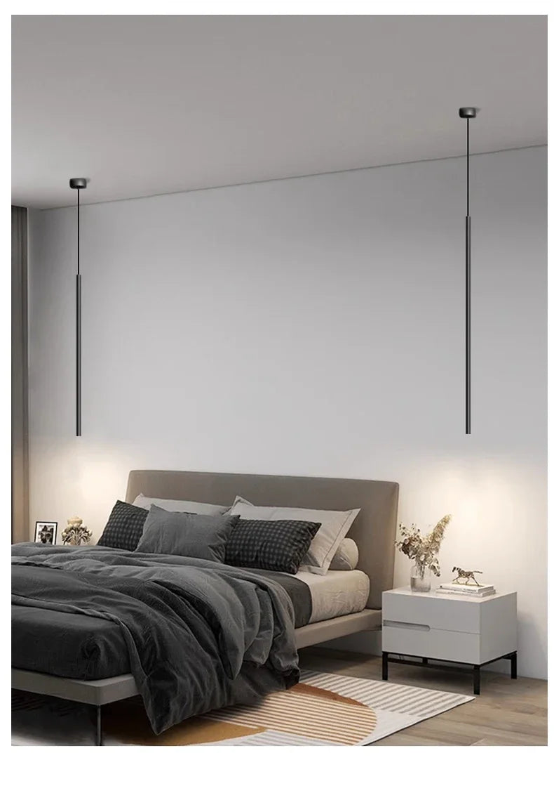 Nordic Style LED Long Chandelier for Bedrooms, Lounges & Cafés