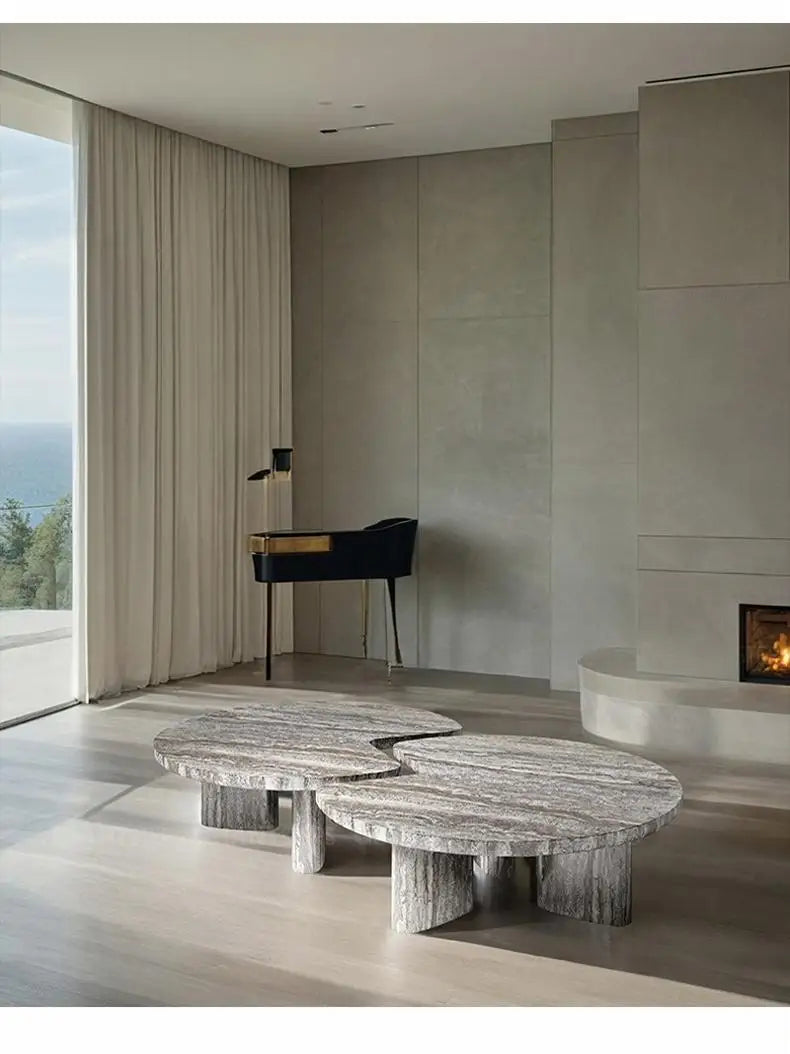 Geometric Marble Coffee Table Set for Modern Living Rooms