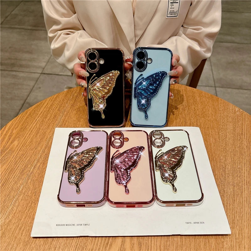 Luxury Butterfly iPhone Case With Stand For iPhone 12 - 17 Pro Max!