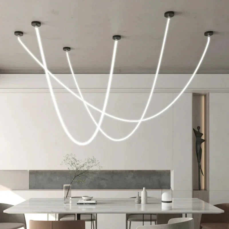 Silicone Long Tube LED Chandelier for Modern Spaces