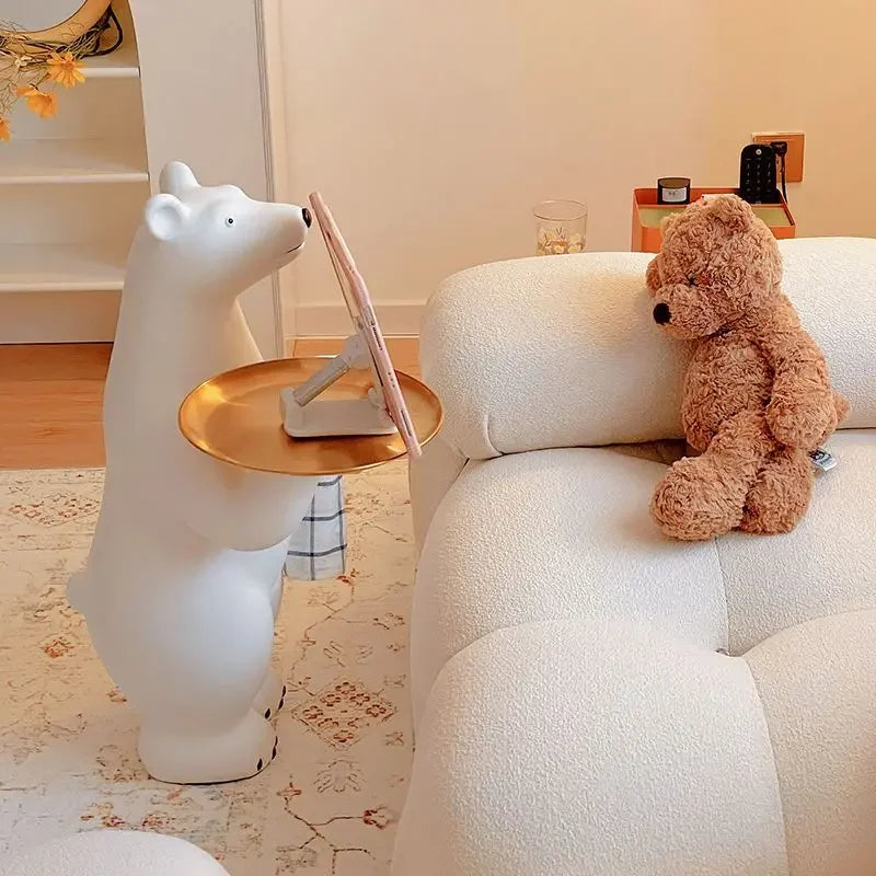 Luxury Polar Bear Side Table – 83cm Oversize Tray Table for Living Room & Home Decoration