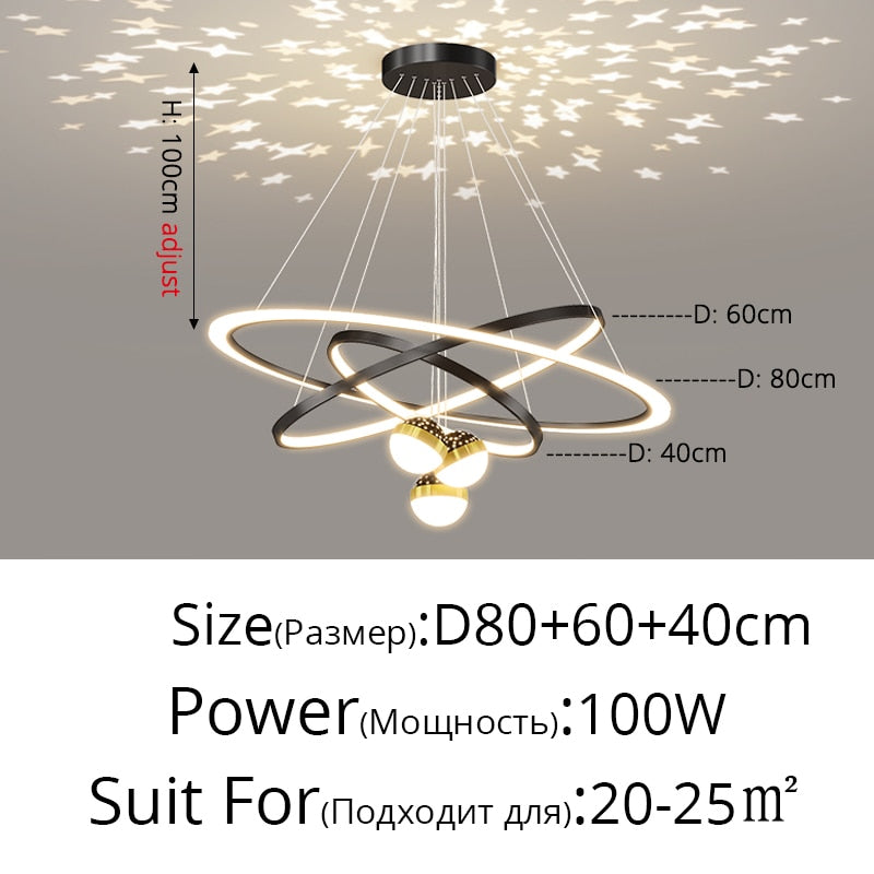 Modern Minimalist LED Ceiling Chandelier for Living Room, Bedroom, or Dining Room