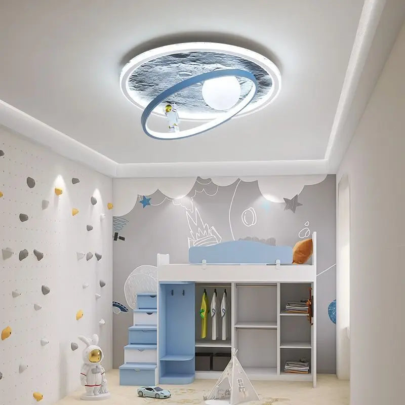 Modern Astronaut & Moon LED Chandelier for Kids & Baby Room