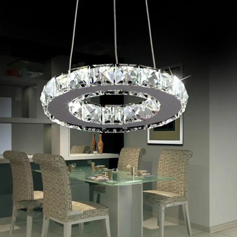 Sleek 200mm Crystal Ring Lamp for Offices & Small Spaces