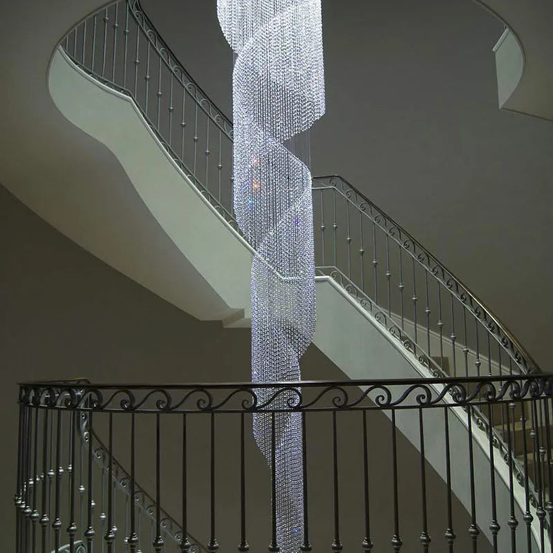 Luxury LED Crystal Spiral Chandelier with Dazzling Droplight