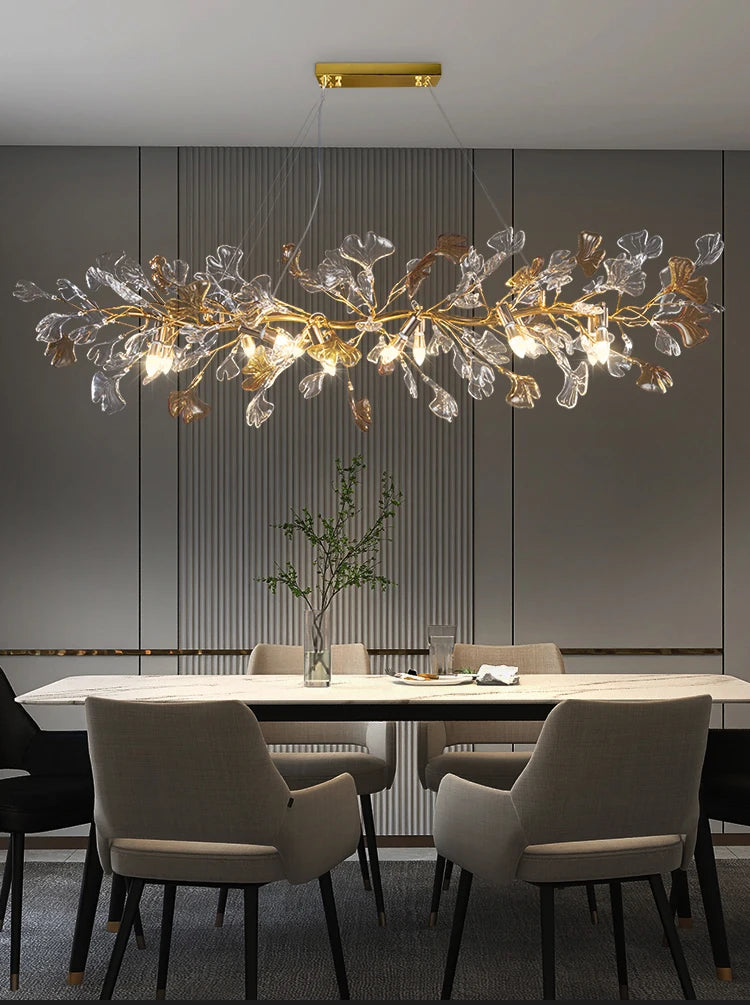 Luxury Glass Leaf Chandelier Perfect for Your Living Room or Office