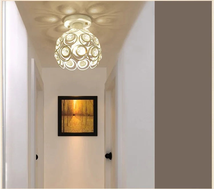 Single Head Crystal Ceiling Lamp for Hallways & Bars