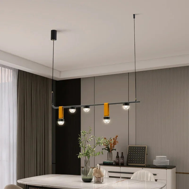 Luxury Long Leather Chandelier for Hallways & Desks