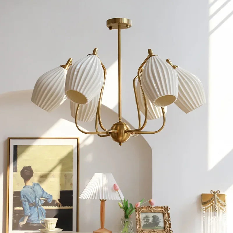 Stylish Cream Ceramic Chandelier for Dining Rooms & Bedrooms
