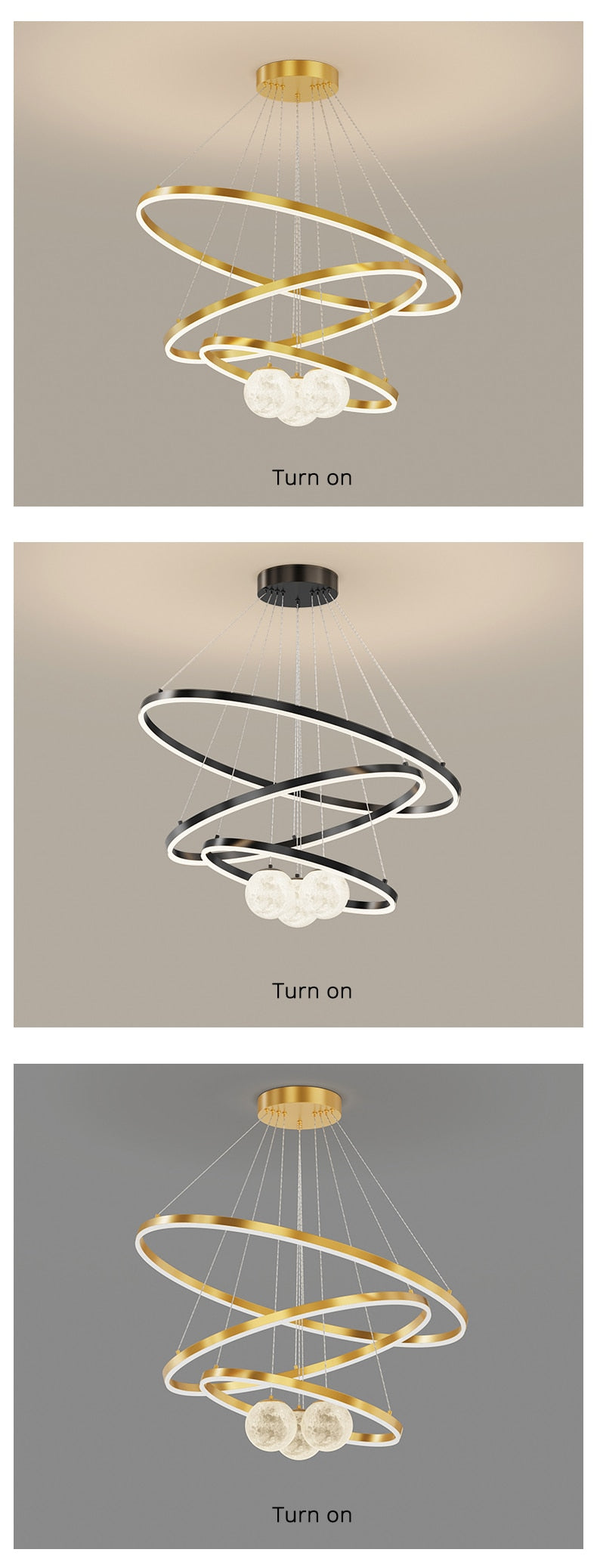 Modern Minimalist LED Ceiling Chandelier for Living Room, Bedroom, or Dining Room
