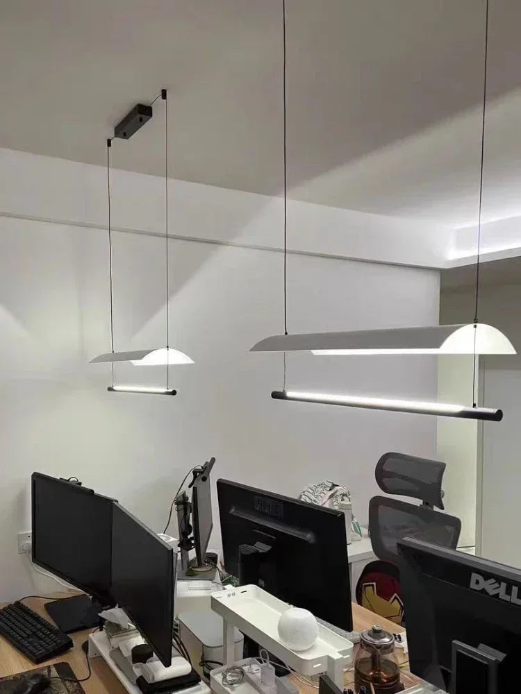 long strip LED chandelier Perfect for offices, living rooms, and dining areas, adding a sleek, contemporary touch