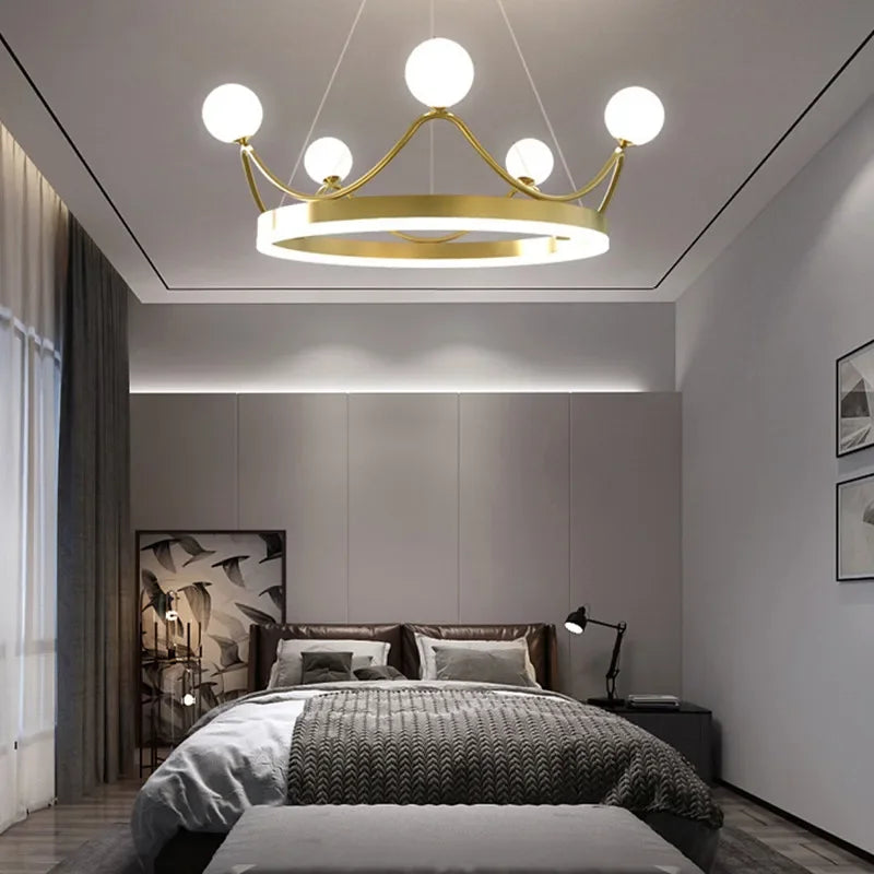 Luxury Crown LED Chandelier for Kids' Rooms & Nurseries