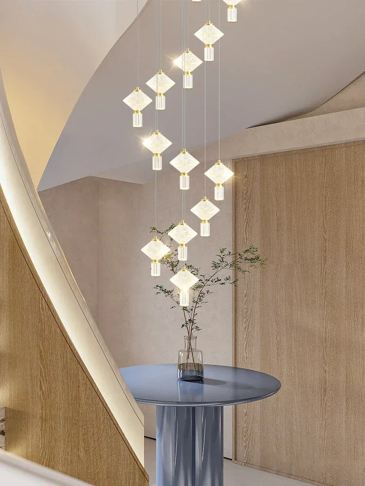 Duplex Staircase Chandelier Perfect for Villas, Lofts & Apartments