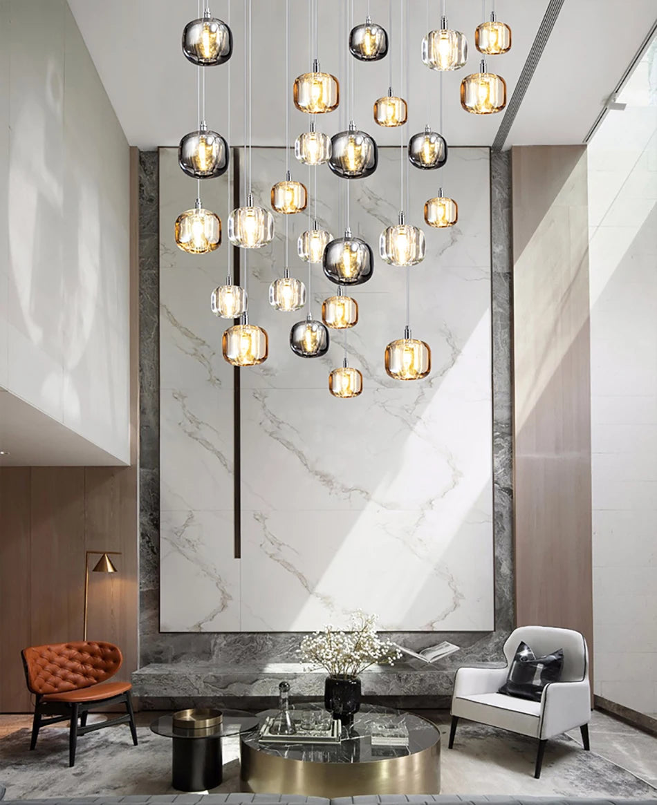 Luxury Loft Ceiling Chandelier Crystal LED Lighting for Living Room, Bedroom, Staircase, and Dining Spaces