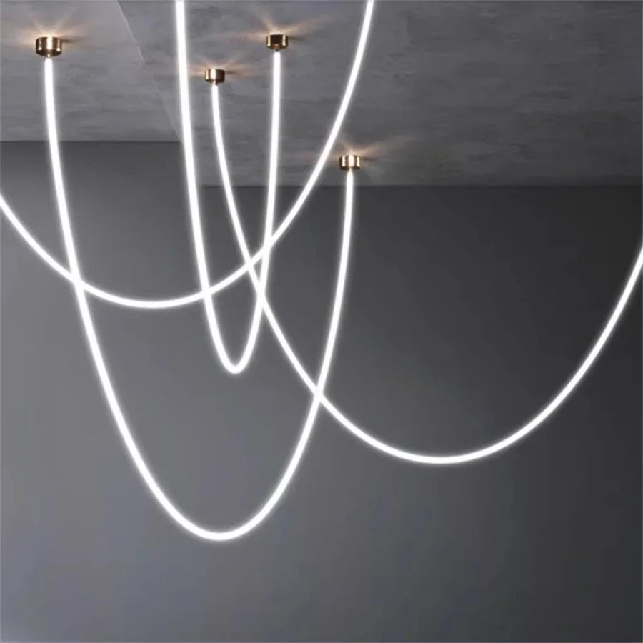 Silicone Long Tube LED Chandelier for Modern Spaces