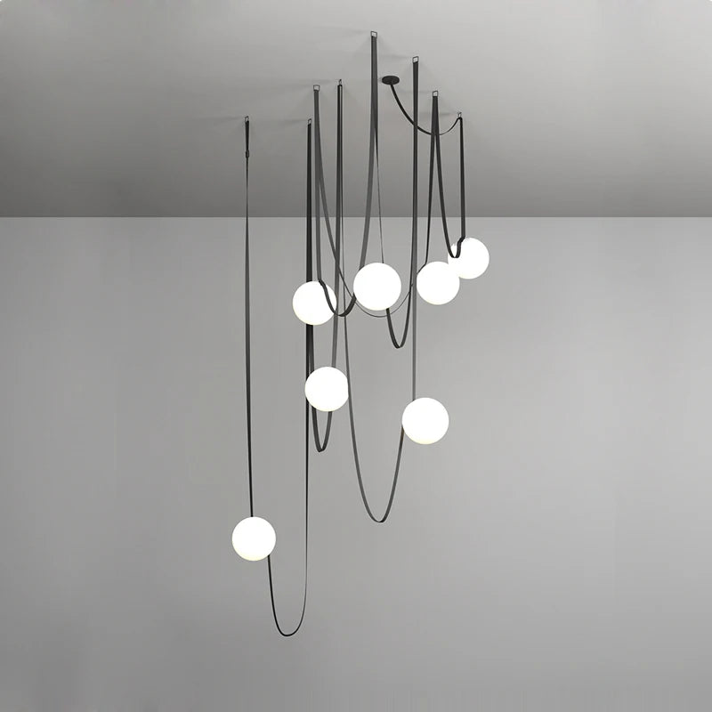 DIY Magic Belt Red Black LED Designer Chandelier Lighting Hanging Lamps