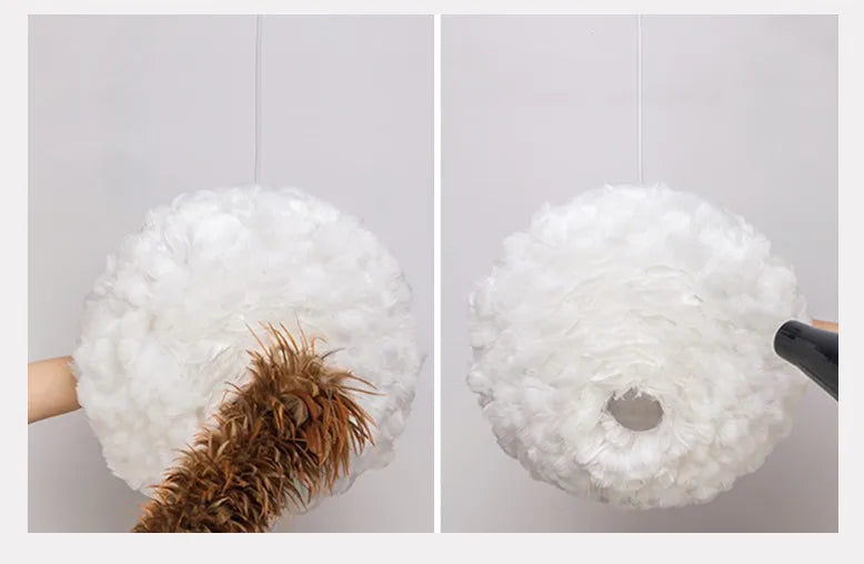 Chic Feather Chandelier Warm and Cozy Nordic Lighting for Homes and Coffee Shops