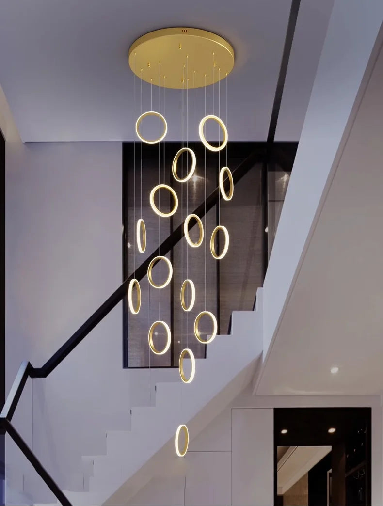 Chic Circular Pendant Lamp Ideal for Stairs and Indoor Decor