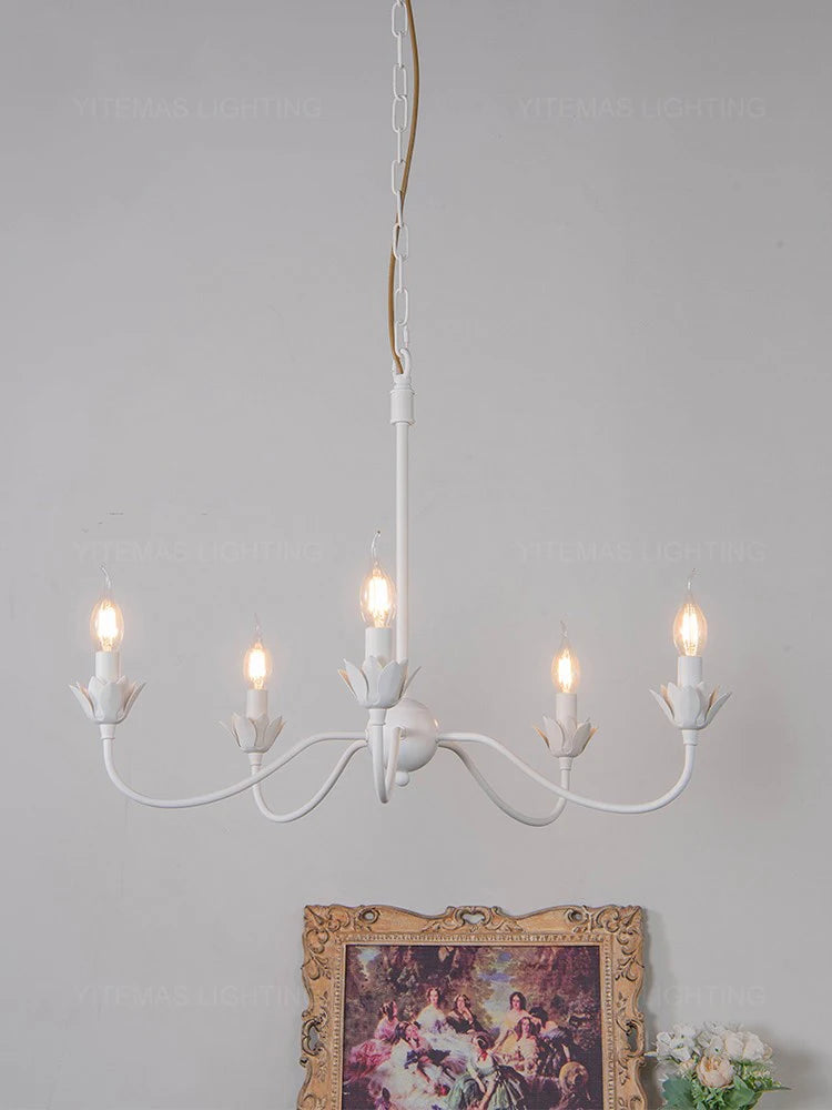 Unique White Flower Chandelier for Bedroom or Foyer