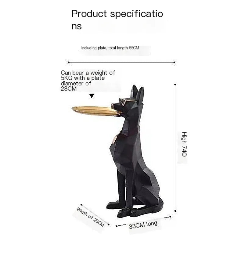Creative Large Resin Doberman Dog Tray Table For Living Room & Bedroom