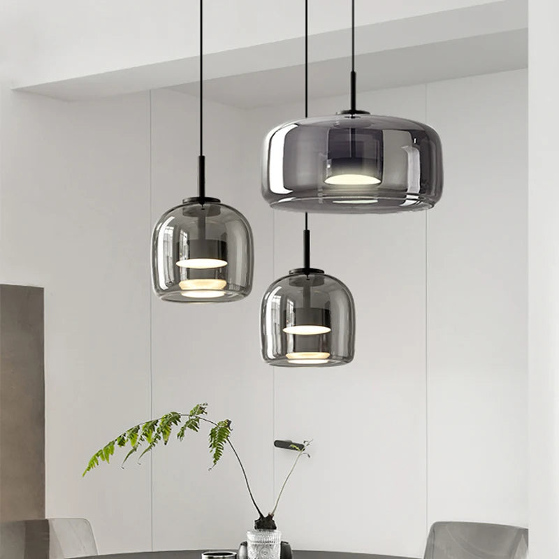 Amber Glass Pendant Lamp for Dining & Bedroom