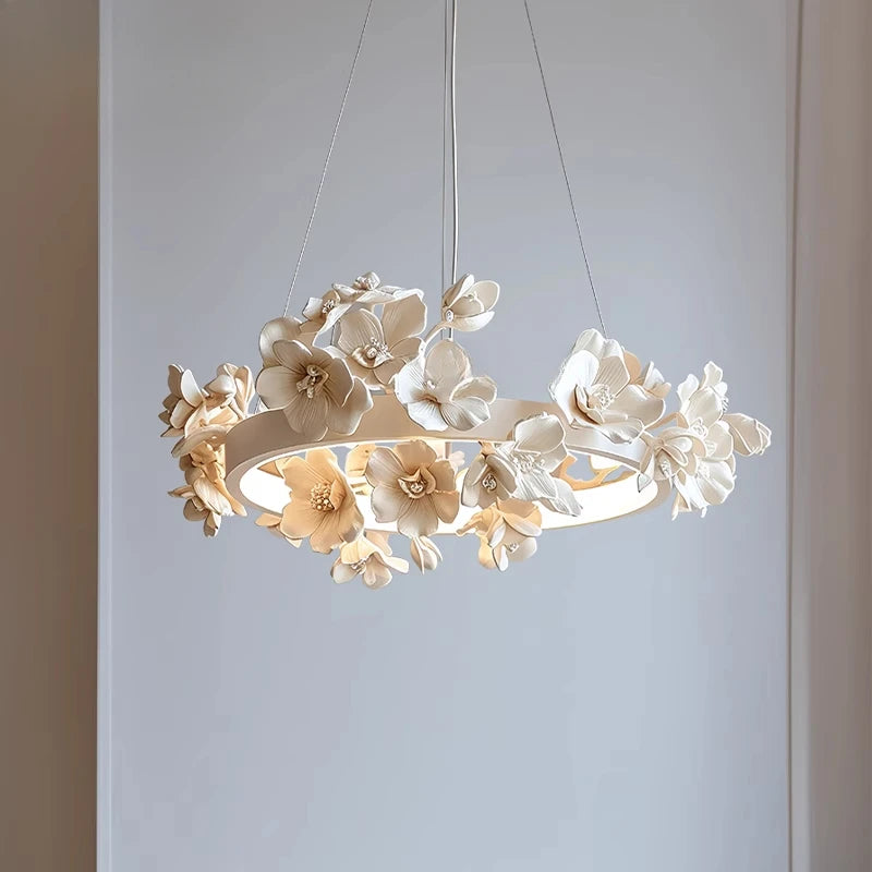Cream Toned Floral Chandelier Beauty for Any Space