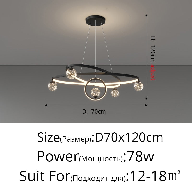 Modern Minimalist LED Ceiling Chandelier for Living Room, Bedroom, or Dining Room
