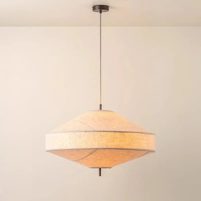 Wabi Sabi Fabric Pendant Light – Japanese UFO Lantern Chandelier for Modern Dining Rooms