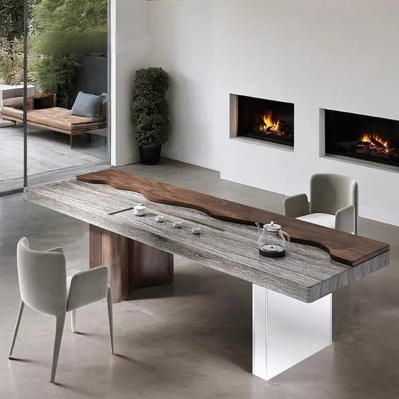 Handcrafted Floating Tea Table with Natural Stone Texture Perfect For Modern Design