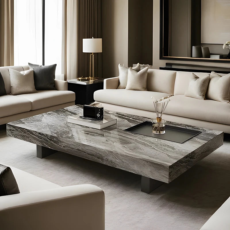 2025 Luxury Marble Pattern Coffee Table – Italian Slate Minimalist Side Table