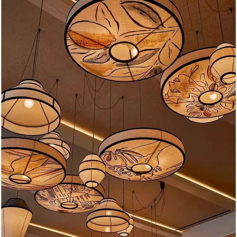 ZAYTINYA Fabric Pendant Lantern – Cozy Wabi-Sabi Lighting for Bedrooms & Dining Rooms