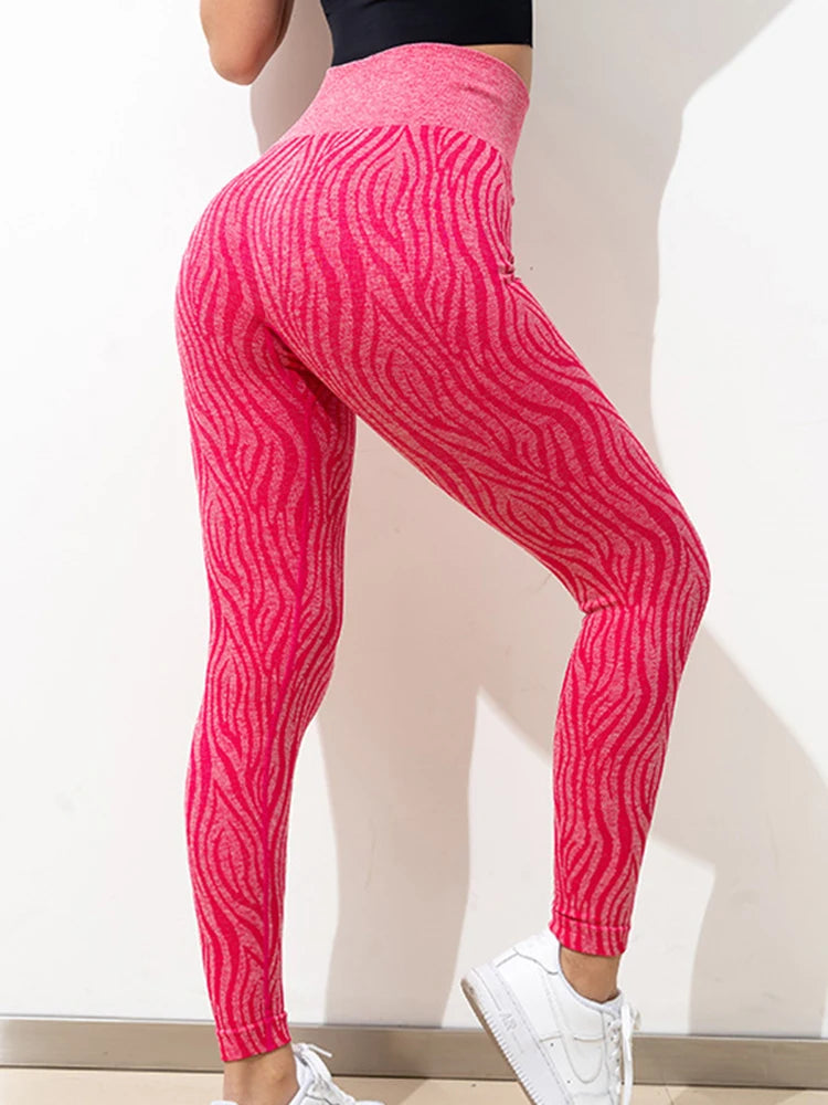 Fierce & Fabulous: Fashion Zebra Printed Leggings – Sexy Seamless Fitness & Yoga Pants with Push-Up Support for Ultimate Style!