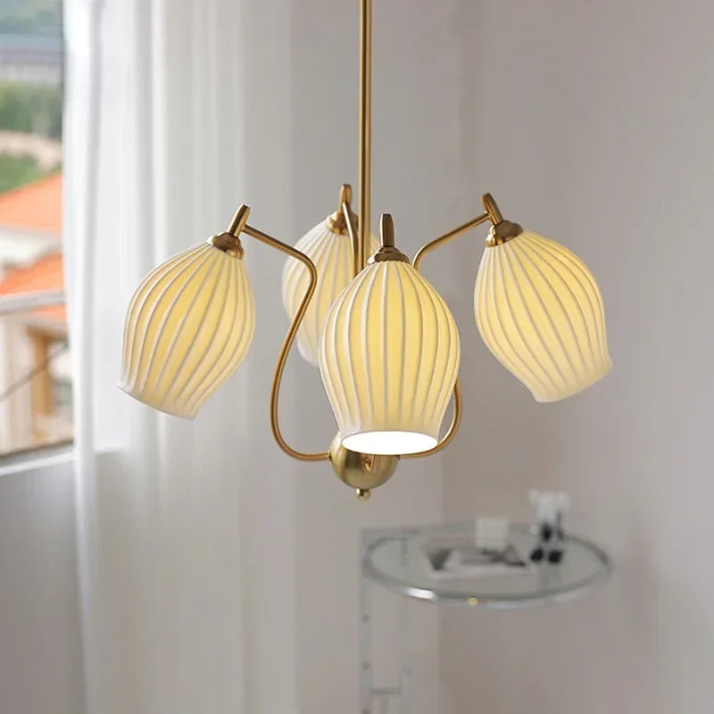 Stylish Cream Ceramic Chandelier for Dining Rooms & Bedrooms