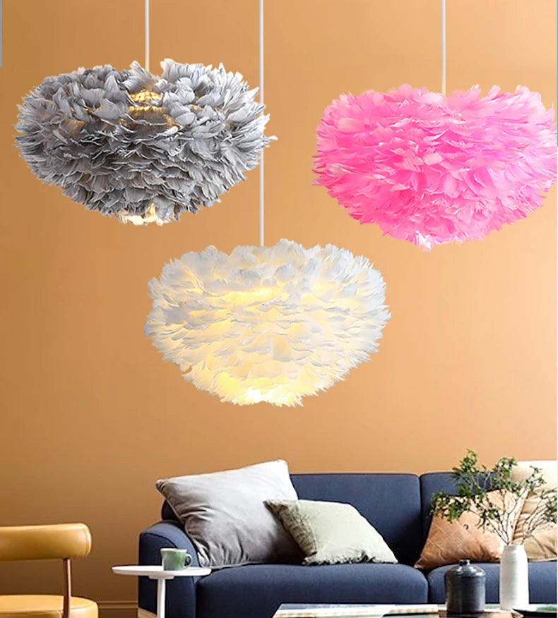 Chic Feather Chandelier Warm and Cozy Nordic Lighting for Homes and Coffee Shops