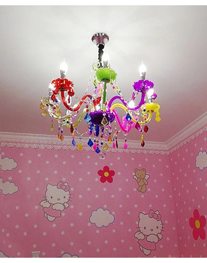 Colorful Crystal Chandelier for Girls’ Bedrooms