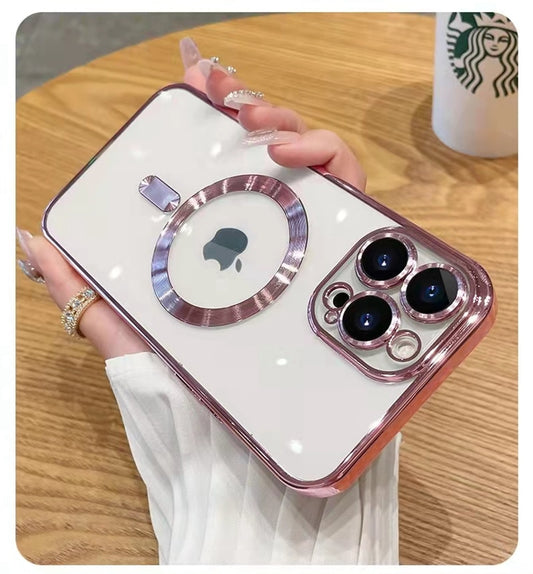 iPhone 16 And 15 Series Luxury Transparent Case With Magsafe Magnetic Wireless Charging Case