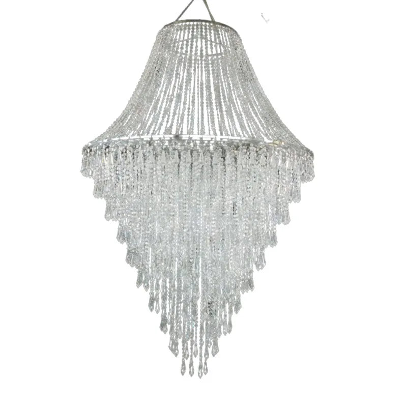 Glamorous Luxury Metal Circle Ring Backdrop with Spiral Chandelier for staircase And Space Decor