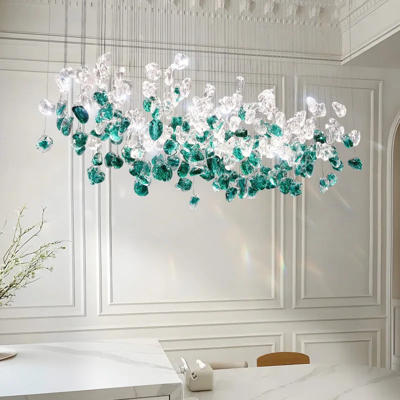 Modern Stone Glass Chandeliers Elegant Pendant Lights for Dining Room, Villa & Home Decor