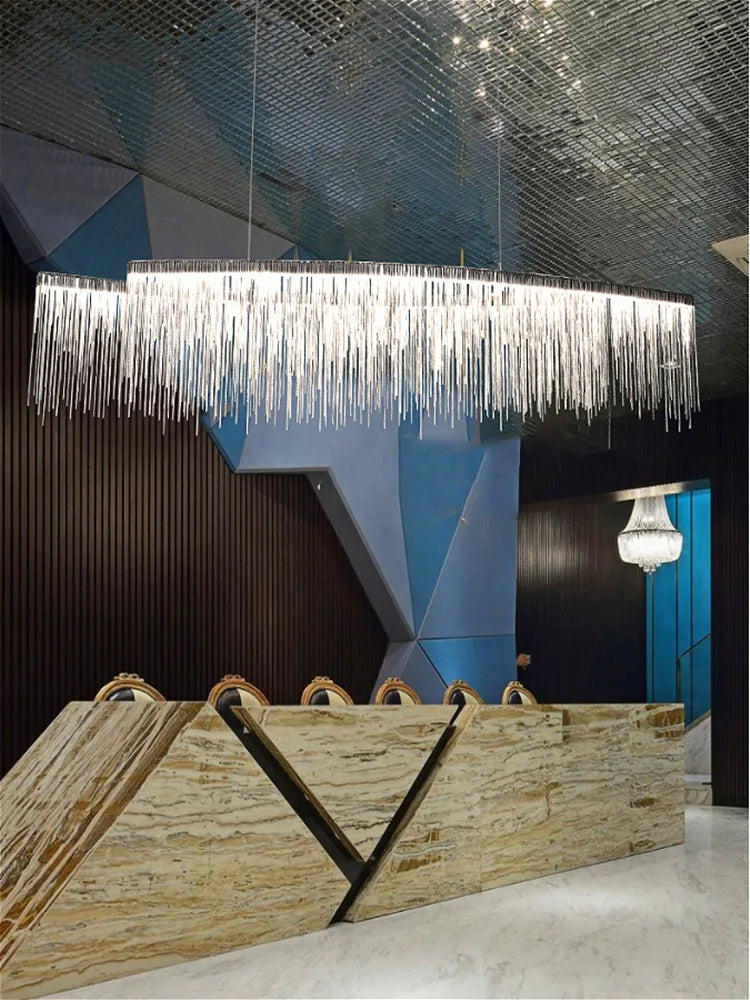 Luxury Tassel Chain LED Restaurant Chandeliers for Living Room, Club, Hotel, Reception