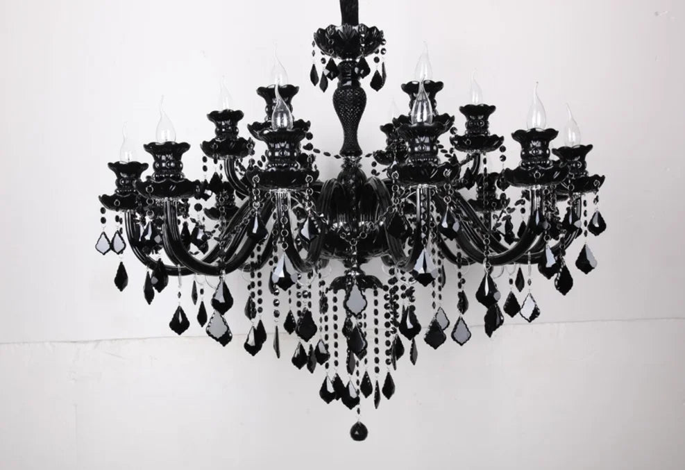 Bold & Beautiful Luxury Large Black Glass Chandelier with 18 Arms for Luxury Homes & Villas