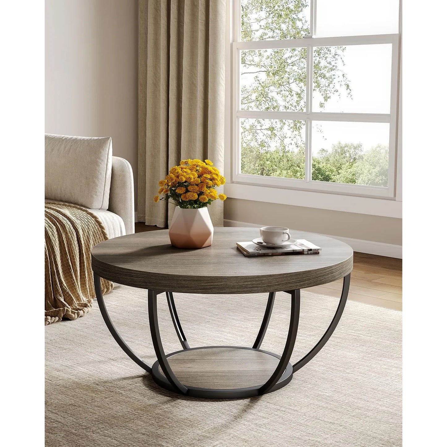 Gorgeous Gold Legged Round Marble Coffee Table for Any Space