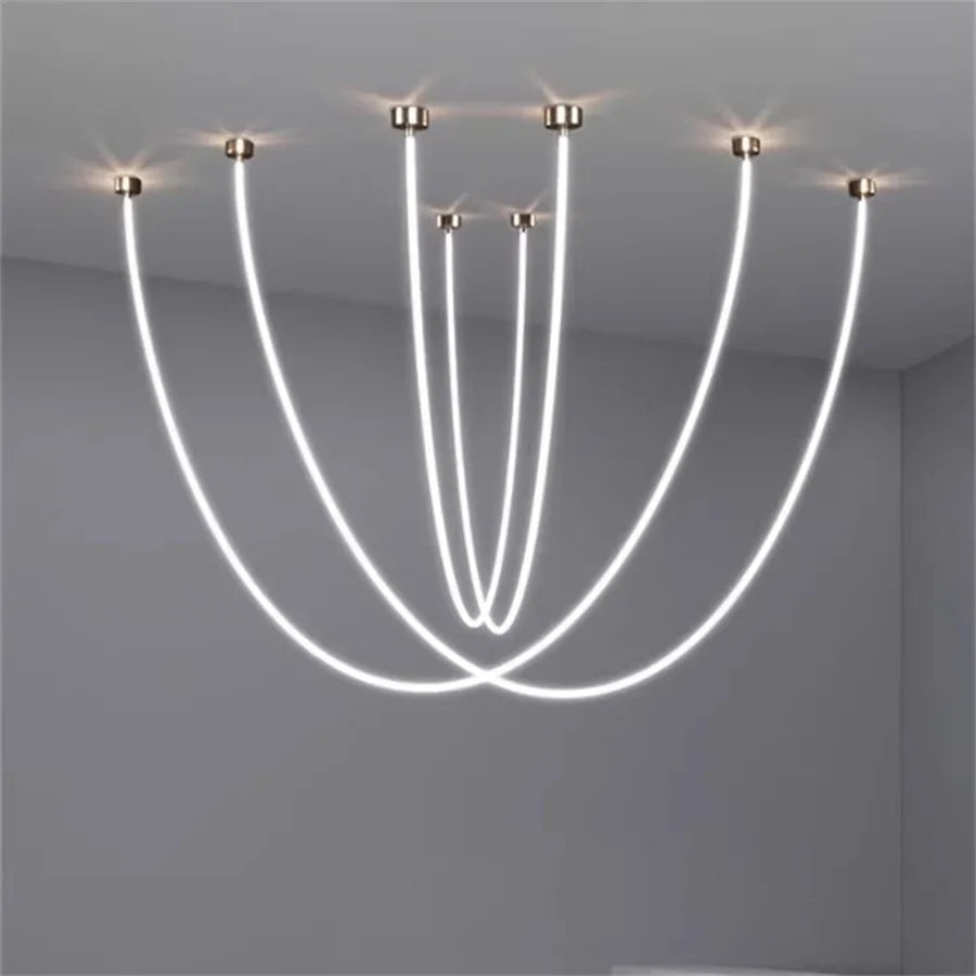 Silicone Long Tube LED Chandelier for Modern Spaces