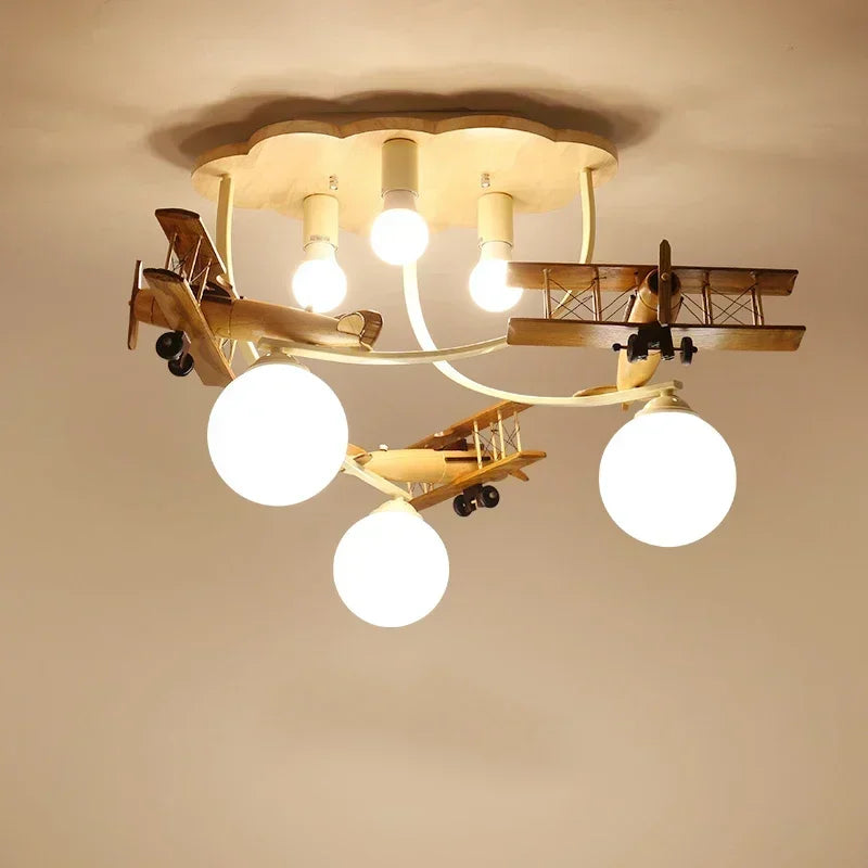 Cute Wooden Airplane Ceiling Light for Kids & Nurseries